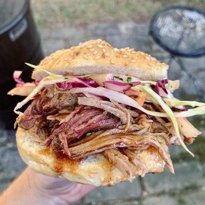 Apple Cider Pulled Pork with Honey Crisp Slaw