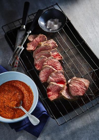 Tri-tip with Romesco sauce